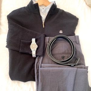 Brooks Brothers half zip Merino wool sweater